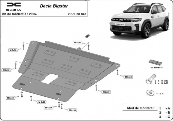 Steel skid plate for Dacia Bigster - 4x4 + 4x2