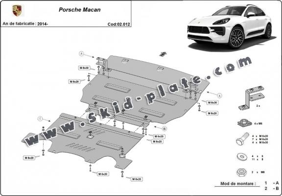 Steel skid plate for Porsche Macan