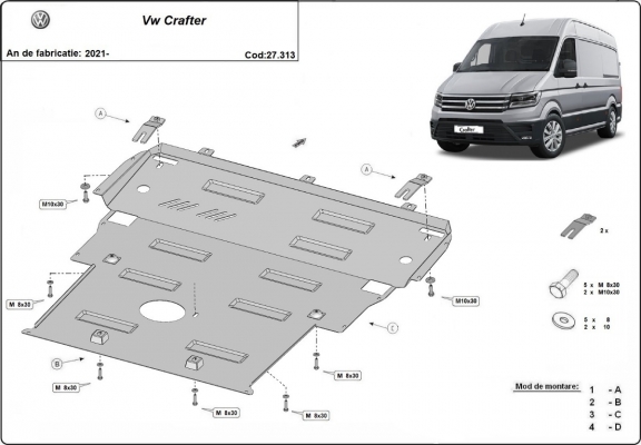Steel skid plate for Vw Crafter