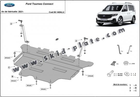 Aluminum skid plate for Ford Tourneo Connect