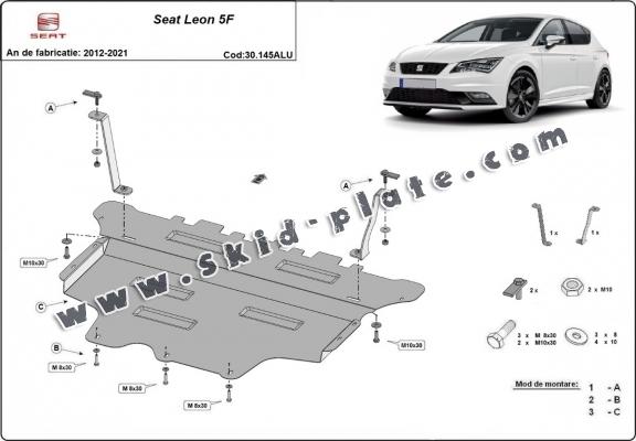 Aluminum sump guard for Seat Leon Mk3 5F