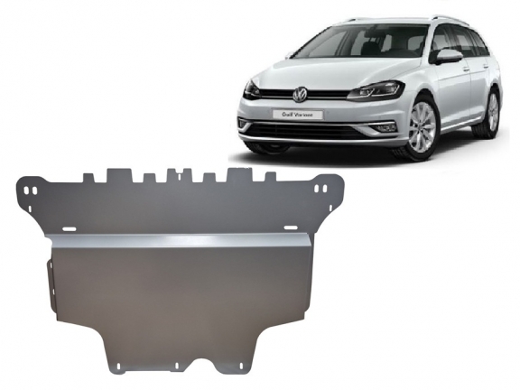 Aluminum skid plate for the protection of the engine and the gearbox for VW Golf 7