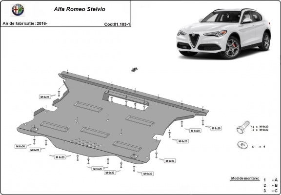 Steel skid plate for Alfa Romeo Stelvio