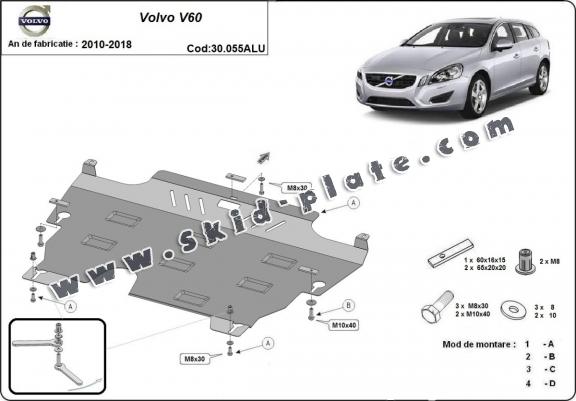 Aluminum skid plate for Volvo V60
