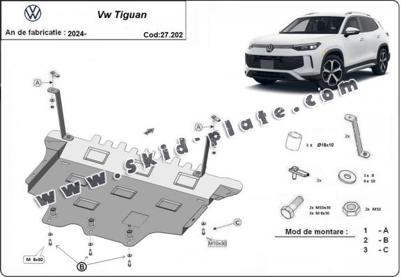 Steel skid plate for Volkswagen Tiguan