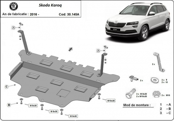 Steel skid plate for Skoda Karoq - automatic gearbox