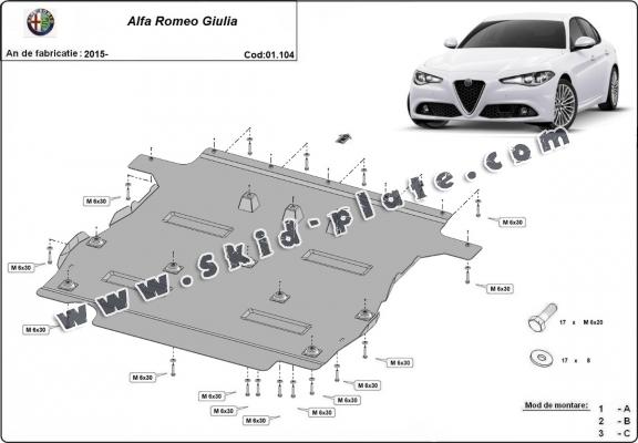 Steel skid plate for Alfa Romeo Giulia