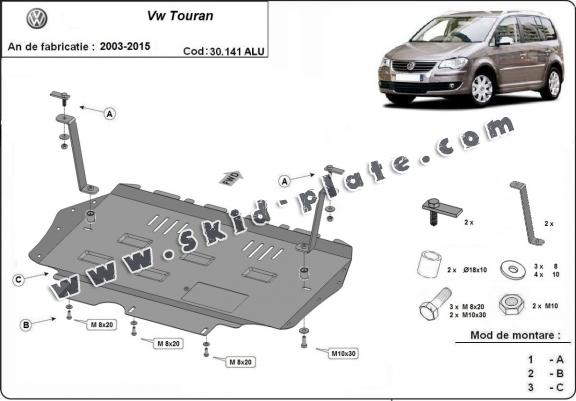 Aluminum skid plate for Volkswagen Touran