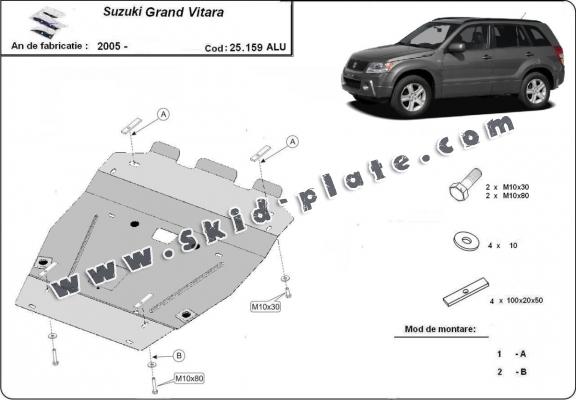 Aluminum skid plate for Suzuki Grand Vitara 2