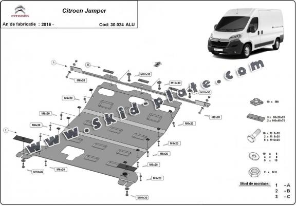 Aluminum skid plate for Citroen Jumper