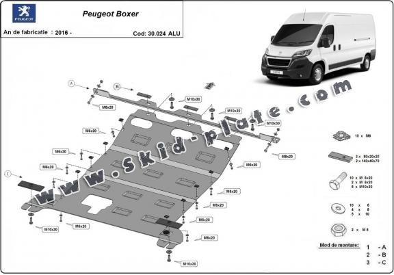 Aluminum skid plate for Peugeot Boxer