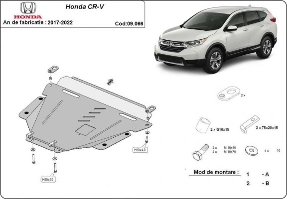 Steel skid plate for Honda CR-V Gen 5 
