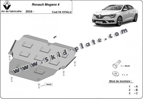 Aluminum skid plate for Renault Megane IV