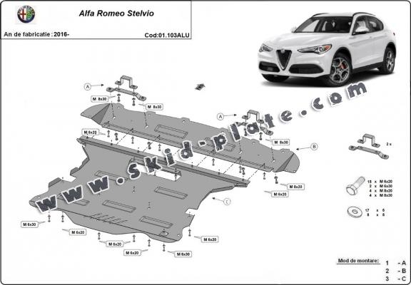 Aluminium skid plate for Alfa Romeo Stelvio