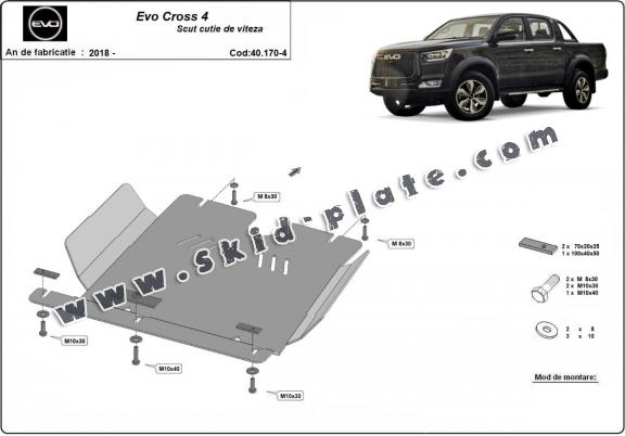 Steel gearbox skid plate for Evo Cross 4