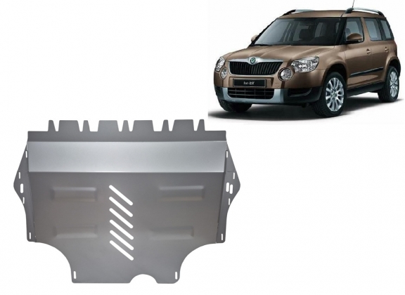 Aluminum skid plate for the protection of the engine and the gearbox for Skoda Yeti