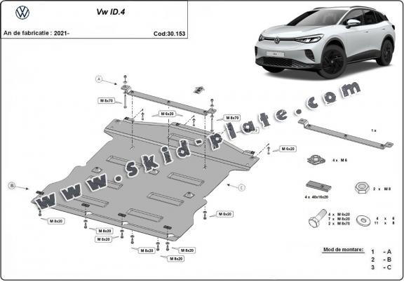 Steel skid plate for Volkswagen ID 4