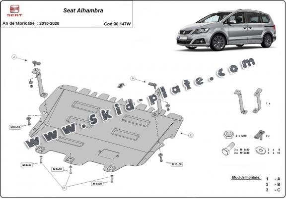 Steel skid plate for Seat Alhambra - Webasto