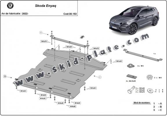 Steel skid plate for Skoda Enyaq