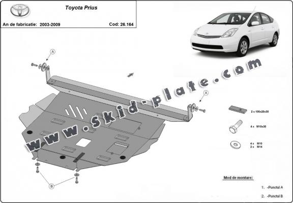 Steel skid plate for Toyota Prius