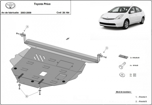 Steel skid plate for Toyota Prius
