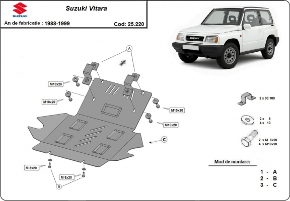 Steel skid plate for Suzuki Vitara