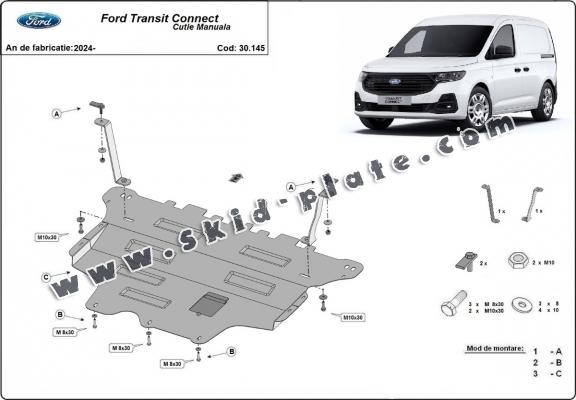 Steel skid plate for Ford Transit Connect