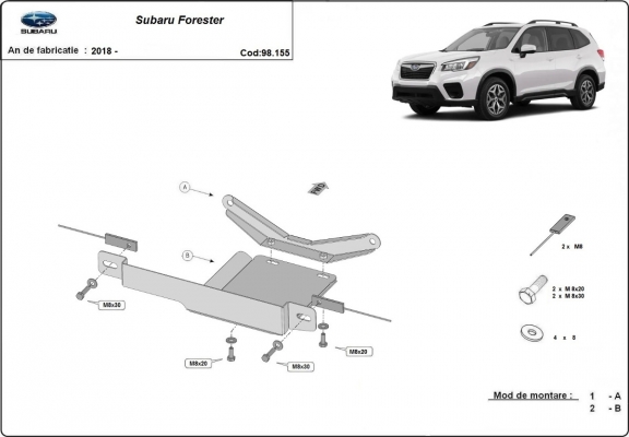 Steel diferential skid plate for Subaru Forester