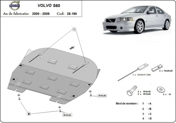 Steel skid plate for Volvo S60