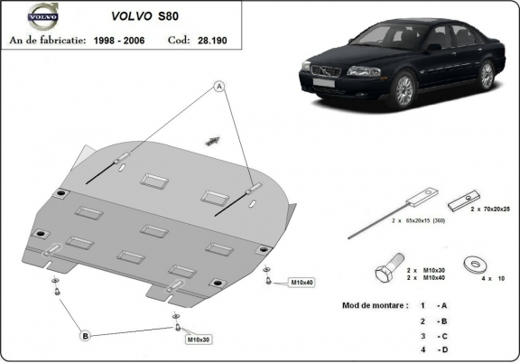 Steel skid plate for Volvo S80