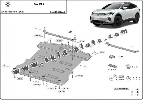 Aluminum skid plate for Volkswagen ID.4