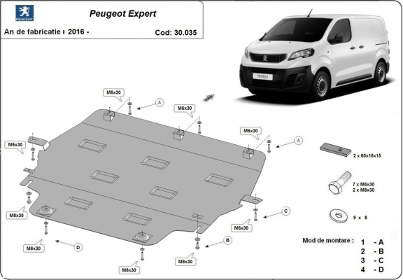 Steel skid plate for  Peugeot Expert