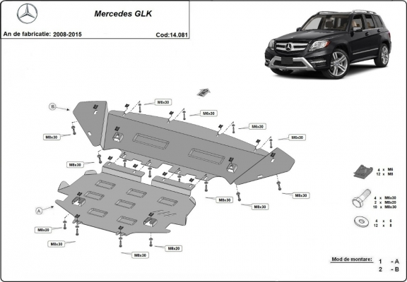 Steel skid plate for  Mercedes GLK X204