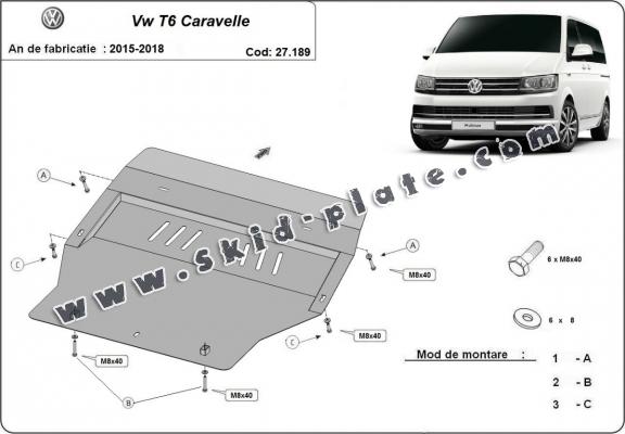 Steel skid plate for Volkswagen Transporter T6 Caravelle