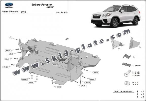Steel diferential skid plate for Subaru Forester