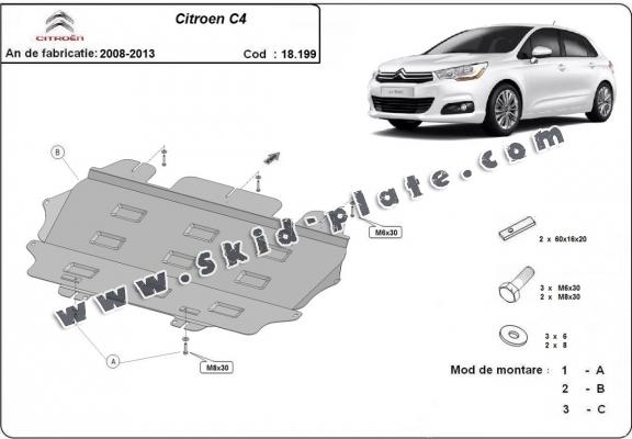 Steel skid plate for Citroen C4