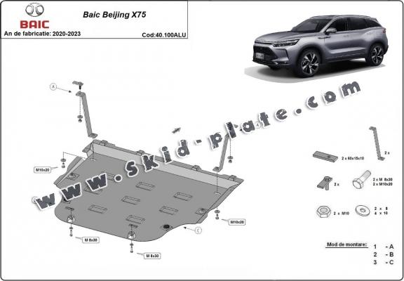 Aluminum skid plate for BAIC Beijing X75