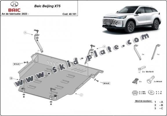 Aluminum skid plate for BAIC Beijing X75