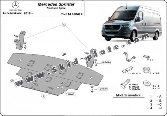 Aluminum skid plate for Mercedes Sprinter - RWD