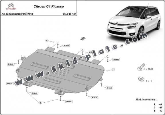 Steel skid plate for Citroen C4 Picasso
