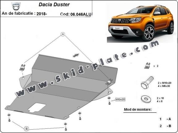 Aluminum skid plate for Dacia Duster