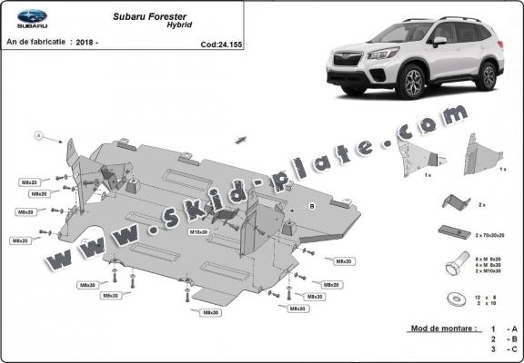 Steel skid plate for Subaru Forester 5 Hybrid