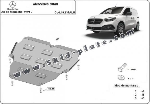 Aluminum skid plate for Mercedes Citan