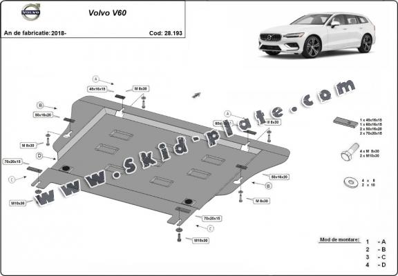 Steel skid plate for Volvo  V60