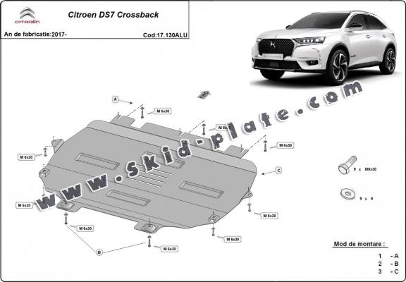 Aluminium skid plate for Citroen DS7 Crossback