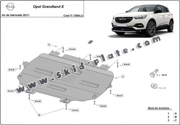 Aluminium skid plate for Opel Grandland X