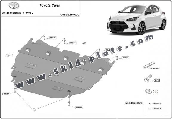 Aluminum skid plate for Toyota Yaris
