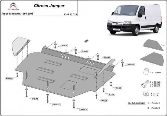 Steel skid plate for Citroen Jumper
