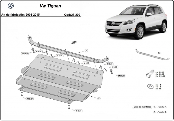 Steel skid plate for VW Tiguan