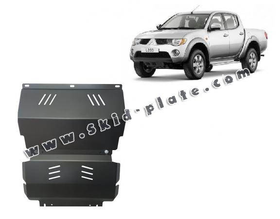 Steel skid plate for the protection of the engine and the radiator for Mitsubishi L 200